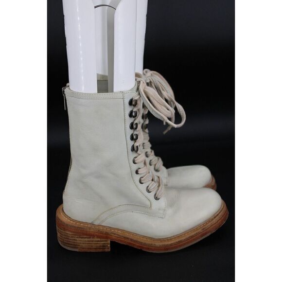 Free People Santa Fe Lace Up Ivory Leather Boot Size 36 - Picture 5 of 9